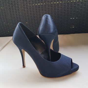 Peep toe tamno plave salonke 37